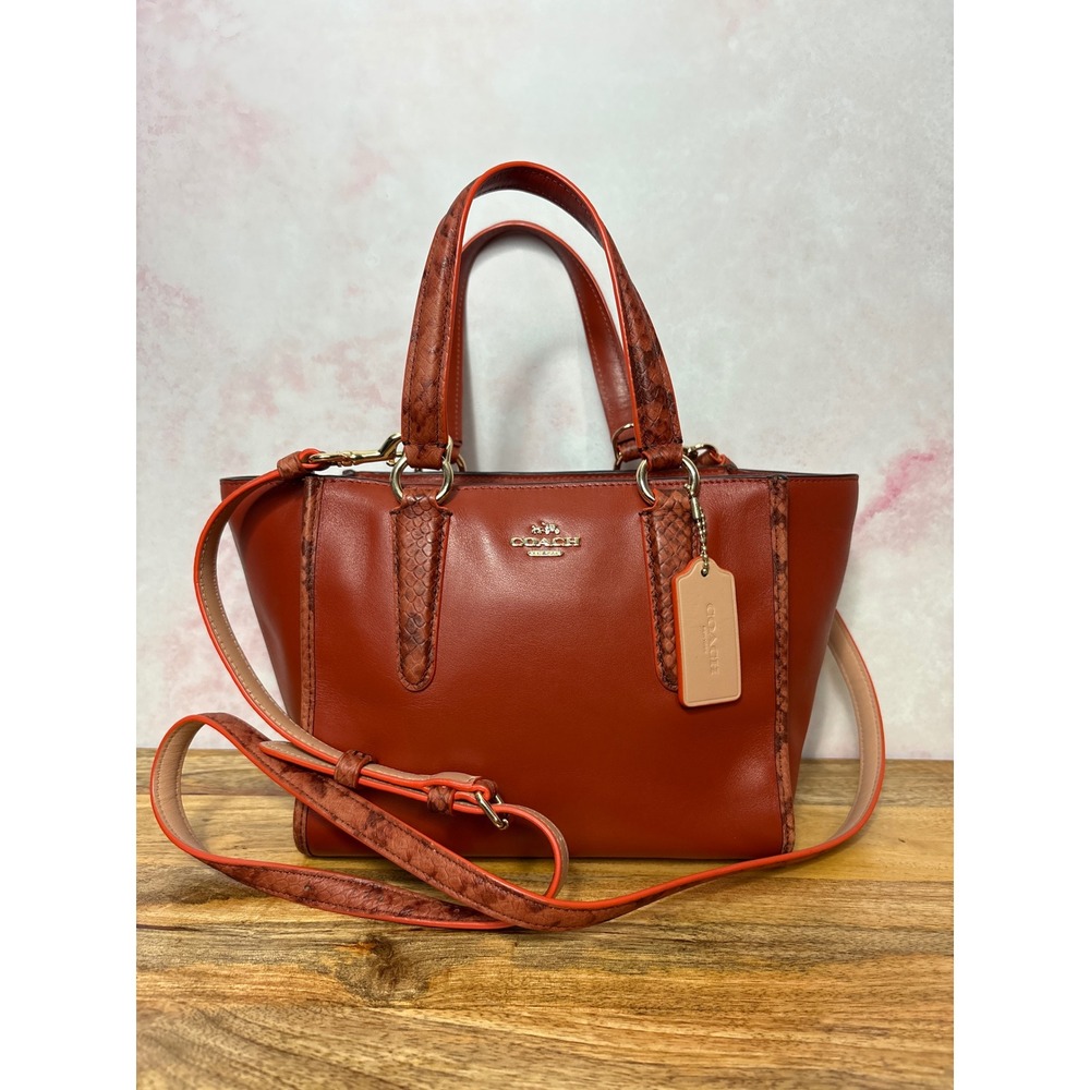 Coach Mini Crosby Carryall 21 Terracotta Leather & Python Trim - Style F20895